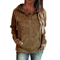 Modni ženski gumbi ovratnik s kapuljačom s kapuljačom, pulover džepove