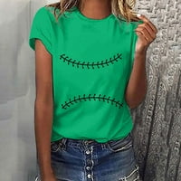 Ženske kratke rukave za bejzbol tees love bejzbol print mama majica posada izrez labave casual slatke