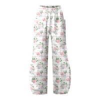 Hanas hlače široke pantalone za žene za žene Ljetne modne pantaloze Ležerne prilike cvjetni print visoki