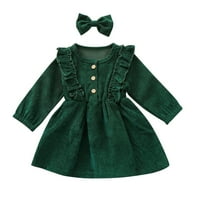 Odjeća za djecu 6m-5t Todler Baby Kids Girls Solid Ruckel Botton haljina princeza haljina + trake za