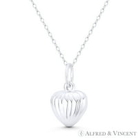 Širina srca Ljubav šarm Reverzibilni 3D 21x privjesak i ogrlica od lanca u. Srebrna srebra