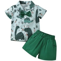 Ljetni dječak gospodin korejski mali odijelo Dinosaurske majice kratkih rukava s kratkim rukavima, košarice
