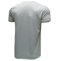 Majica za muškarce, muškarci kratki rukav Beefy mišić Basic Solid čista boja bluza za majicu Top Siva