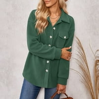 Ženski casual kaput - opružni i jesenski kaputi topli čvrsti dugi rukav odjeća zelena m