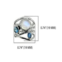 Yotreasure Moonstone London Blue Topaz Solid Sterling Silver Bypass Ring