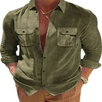 Muška majica rever na vratu Dugih rukava bluza s rukavima tunička košulja za odmor Zelena L