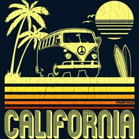 Vintage California Surf Bus Mornar Plavi grafički pulover Hoodie - Dizajn od strane ljudi s