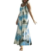 Haljine za žene Ležerne prilike plus veličina Ljetna plaža kravata Dye Striped Print Halter Beach Fashiw haljina