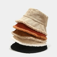 Ženska zimska proljetna šešir čvrsta boja modni corduroy topala šešir ribarsku šešir za sunčanje topla zima na otvorenom kašika hats kaki
