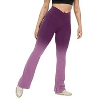 Wendunide ženske hlače Žene gradijentski ispis Yoga hlače čizme Cut High Sheik Workging Workgings Elastic Ne-vidite kroz cvrkutne hlače za cvrkut hlače ljubičaste m
