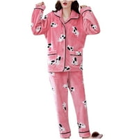 Flannel pidžamas žene runo pidžama setovi dugih rukava od labavih vrhova i hlača PJ setovi zapisni saloni