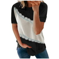 XYSAQA WOMENS kratki rukav Crewneck majice Boja blok labave casual tee majica bluze za plažu dnevno