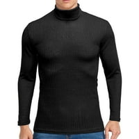 Patlollav Muški čvrsti rebrasti tanak fit pleteni pulover turtleneck džemper bazne majice