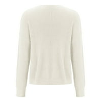 Dukseri Aaiyomet za žene Trendy Solid Boja V Pleteni džemper sa dugim rukavima