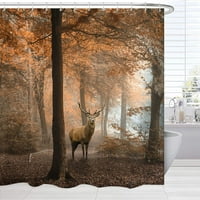 Vruća prodaja ELK Dizajn za ispis zastava za tuširanje set divljih životinjskih tema Forest Sunset Jelen Vodootporna kupaonica Dekor viseći zavjese