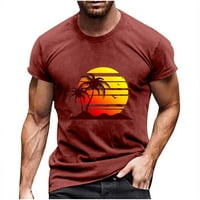 Binmer Muškarci Ljetni kratki rukav okrugli vrat 3D digitalni ispis Pulover fitness sportske kratke hlače rukave majica bluza