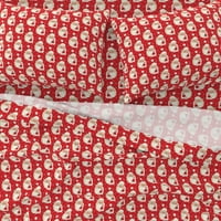 pamučni listovi, kalifornijski kralj set - božićni crveni vintage santa pamuk odmor Kitsch svečana zima retro Print posteljina od kašike