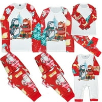 Xmas crtani print Porodični pidžami postavio je dugih rukava sa hlačama roditelj-dječja odjeća za božićne