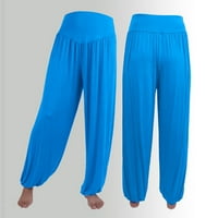 Hlače za žene Trendi ženske elastične lagane ležerne pamučne meke joge sportske plesne harem hlače nebo plavi xxl c1619