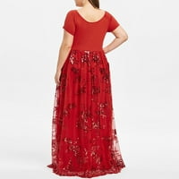 Ženske haljine žene plus veličine V-izrez kratki rukav cvjetni sklubne večernje večernjarska haljina crvena