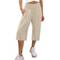 Asdoklhq ženske hlače plus veličine, hlače sa širokim nogama za žene velike struke ravnoj hlače