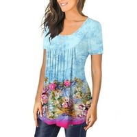 Hinvhai Plus Veličina Košulje, ženska majica majica kratkih rukava majica cvjetni ispis majica TOPS