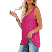 Qcmgmg ljetni vrhovi rezervoara za žene Trendy labavi fit majica bez rukava scoop vrat cami vruće ružičaste