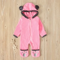 Toddler Baby Boys Girls Hoodie Jumpsuits plišani zimski kaput dugih rukava patentni zatvarač uho tople