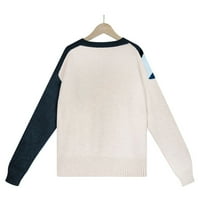 Ženski pulover Dugezi dugih rukava Dijagonalne pruge za razvlačenje za patchwork pleteni džemper Jumper