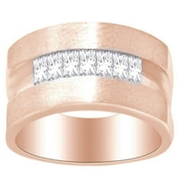 Set kanala 0. CT princeza bijeli prirodni dijamantski rubni prsten u 14k ružičastog zlata s prstenom