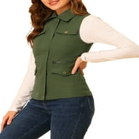 ALLEGRA K Ženska jakna sa džepovima sa džepovima bez rukava Anorak komunalni prsluk