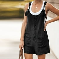 USMIXI Jumpsuits za žensko Dressy Button Plus Veličina kratkih kompozicija sa džepom Ljeto bez rukava Okrugli vrat obični mini over