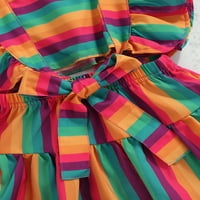 Canrulo Lijepo dječje djevojke odjeće ruffles let rukava Rainbow Ispipana haljina s rukavima s rukavima
