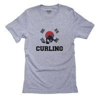 Južna Koreja Olimpic - Curling - zastava - Silueta Muška siva majica