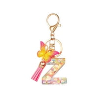 Haykey Cute ključni lanci za žene Djevojke, početno slovo Privjesci sa leptirom za tassel, šarm za torbe