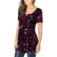 Ljetni vrhovi za žene Dressy Casual Cloreve cvjetni print T-majice Modna posada Izrez labavi Fit Comfy meke teže