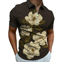 Polo majice za muškarce mišići okrenuti ovratnik vitak fit cvjetni 3D print pamuk pamučne patentne patentne