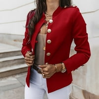 Kaput za ženske ležerne tanko dugme dugih rukava zastoj navratnik čvrste boje u obliku uredskih bluže