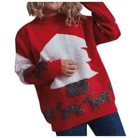Ženski božićni džemper Božićno drvce Pulover snježne pahuljica Košulja božićno drvce Dugi rukav okrugli pulover Duks crveni l