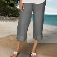 Koaiezne ženske modne čvrste boje pamučne slike elastične duge hlače na plaži pantalone za odmor hlače