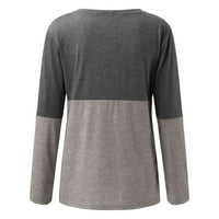 Ženski vrhovi Trendy kontrastni ubod u boji V izrez dugih rukava labav majica Bluze za žene Business casual