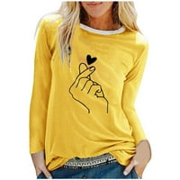 Srčana majica TOPEN Ženski za Valentinovo majica dugih rukava majčin dan grafički tisak TEE Labavi trendi