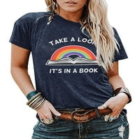 Prednjeg swends ženska casual grafički tiskani tisak kratkih rukava Rainbow Ispiši Dnevna odjeća majica