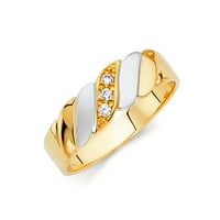 Jewels 14k bijeli i žuti zlatni prsten dva tonska okrugla kubična cirkonija cz Muška godišnjica vjenčanica