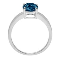 2.0ct ovalni rez prirodni london plavi topaz 18k bijeli zlatni godišnjički angažman prsten veličine