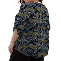 HAITE WOGE majica cvjetni tisak na dugih rukava majica dame dame tunika bluza V izrez pulover stil a