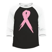 Shop4ever Heirov muški ružičasti ružičasti vrpci za dojku Podrška za bejzbol majica Raglan xxx-velika crno bijela