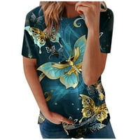 Košulje za žene Ljetni maslačak Print plus veličine vrhova kratkih rukava Crewneck Spring Bluzes Loose