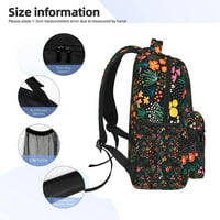 Backpack crnog cvijeća za djevojke - šarene cvjetne školske ruksake Wildflowers Postrojenja za knjige