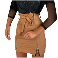Ženska PU kožna suknja HIP paket visokog struka rastezljive a-line mini olovke suknje bočne patentne